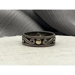 Retired James Avery 925 & 14k dot swirl ring 4.87G / Sz 6.5 / 6mm